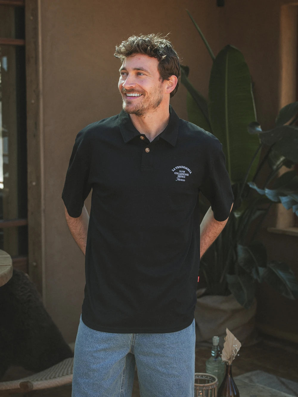 Black Vendemmia Relaxed Polo