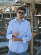 Navy Stripe Waffle Shirt