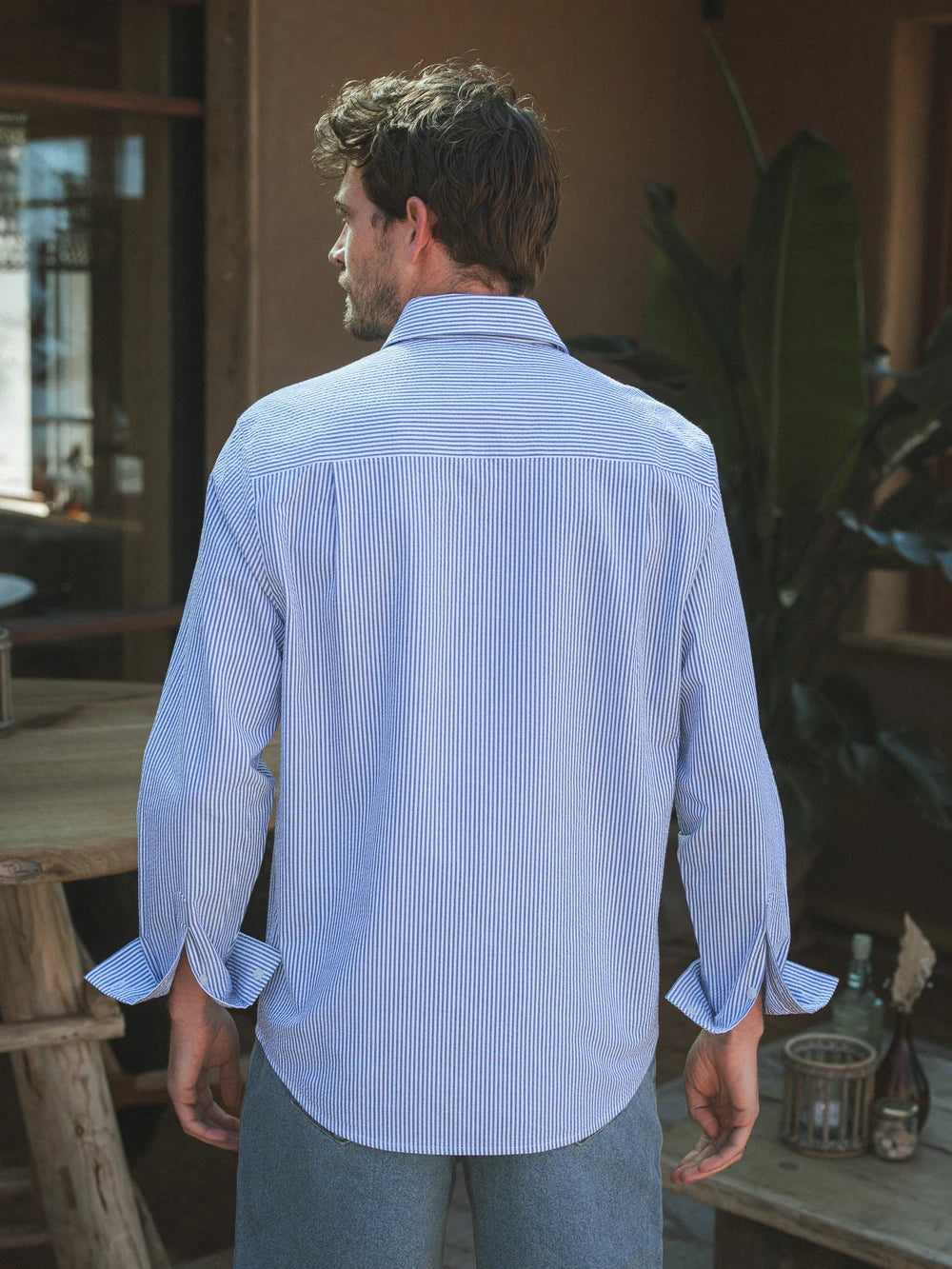 Navy Stripe Waffle Shirt