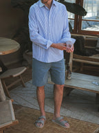 Navy Stripe Waffle Shirt