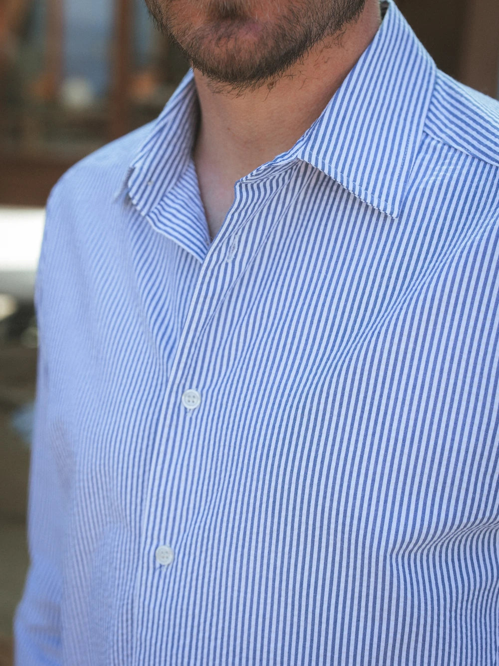 Navy Stripe Waffle Shirt