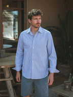 Navy Stripe Waffle Shirt