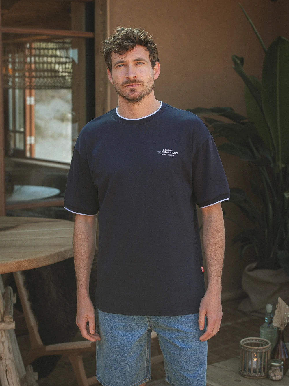 Navy Collar Oversized T-shirt
