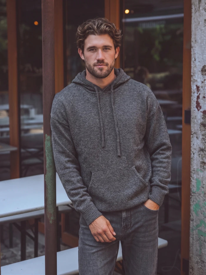 Dark Grey Knit Hoodie