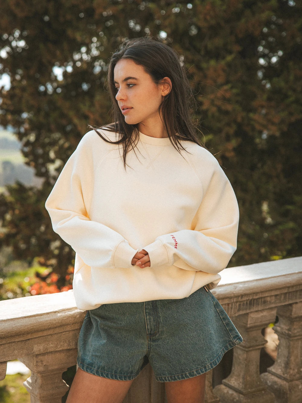 Creme Oversized-Sweater für Damen