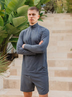 Grayish Blue Sport Half Zip