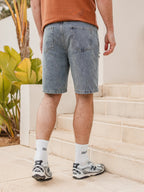 Blue Damaged Denim Short