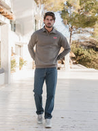 Brown V-Neck Polo Sweater