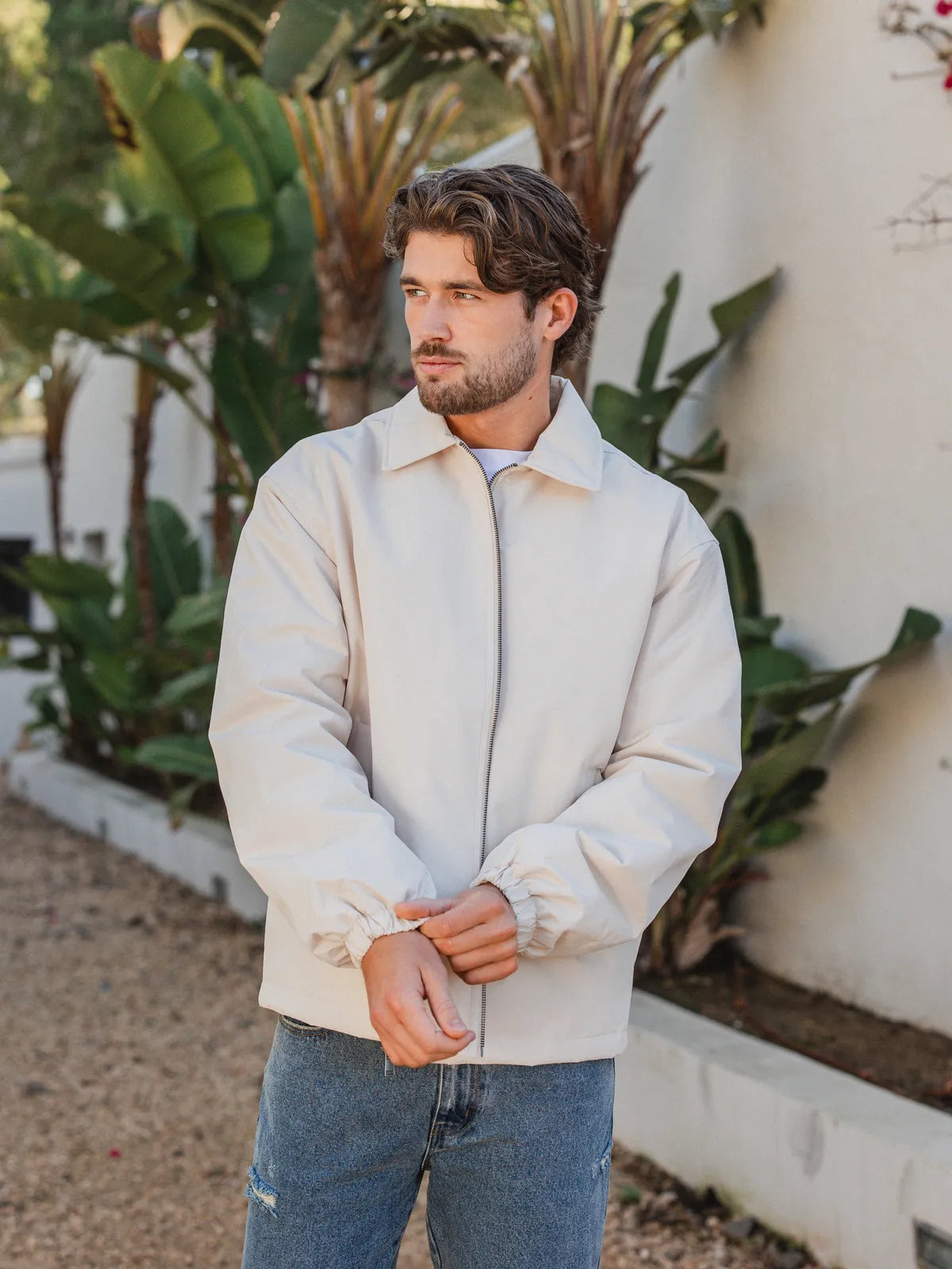 Creme Padded Coach Zip Jacket