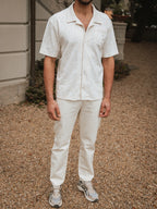 Creme Flower Summer Polo