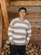 Beige Stripe Knit Sweater