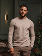 Beige Wool Crewneck Pullover