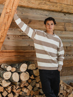 Beige Stripe Knit Sweater