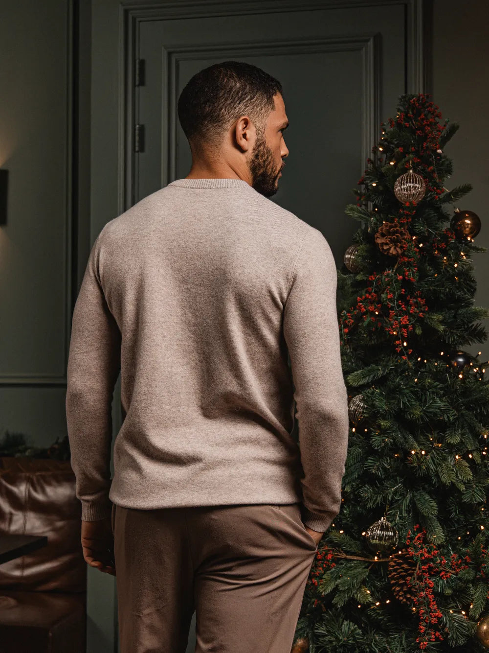 Beige Wool Crewneck Pullover