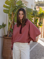 Red Amor Oversized Polo Sweater