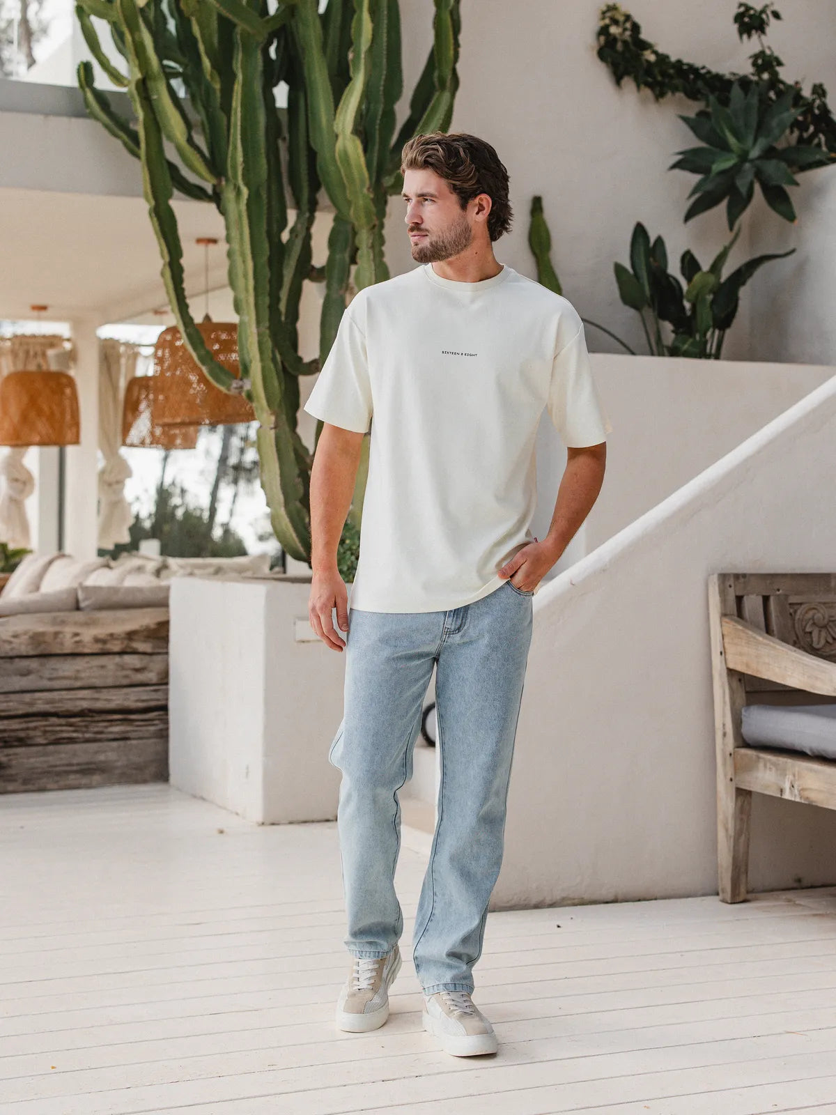 Pastel Yellow La Hora Label Oversized T-shirt