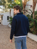 Navy V-Neck Polo Sweater