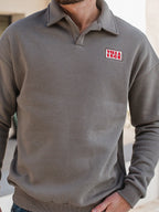 Brown V-Neck Polo Sweater