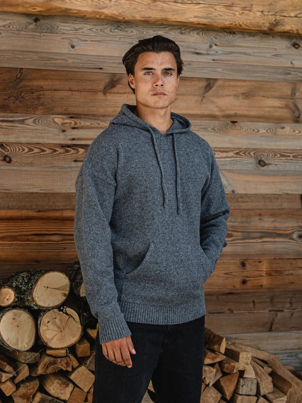 Dark Grey Knit Hoodie