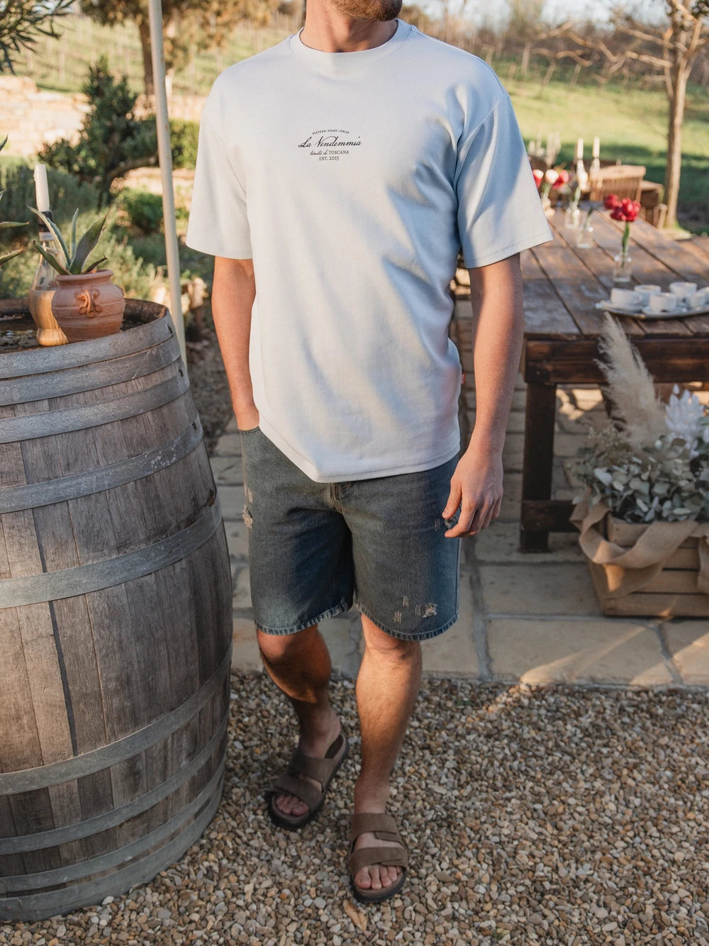 Hellblaues Vendemmia Oversized T-Shirt