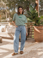 Green Stripe Femme T-shirt