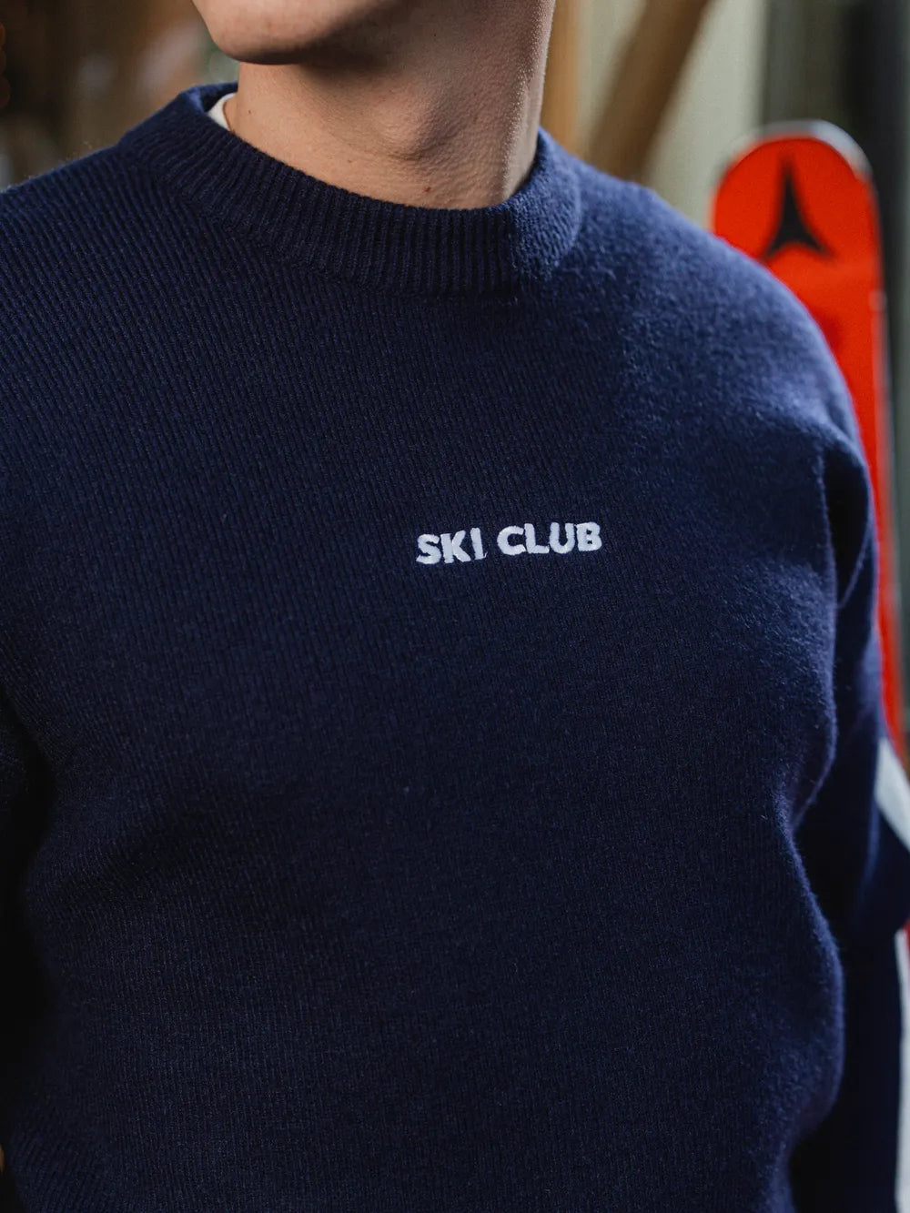 Navy Knit Ski Club Sweater