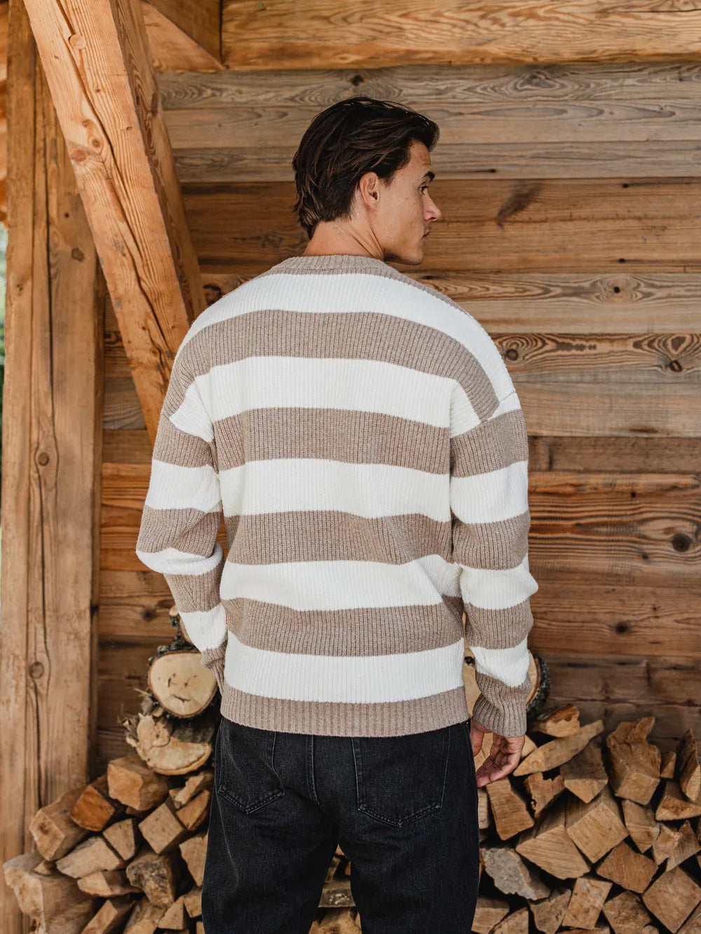 Beige Stripe Knit Sweater