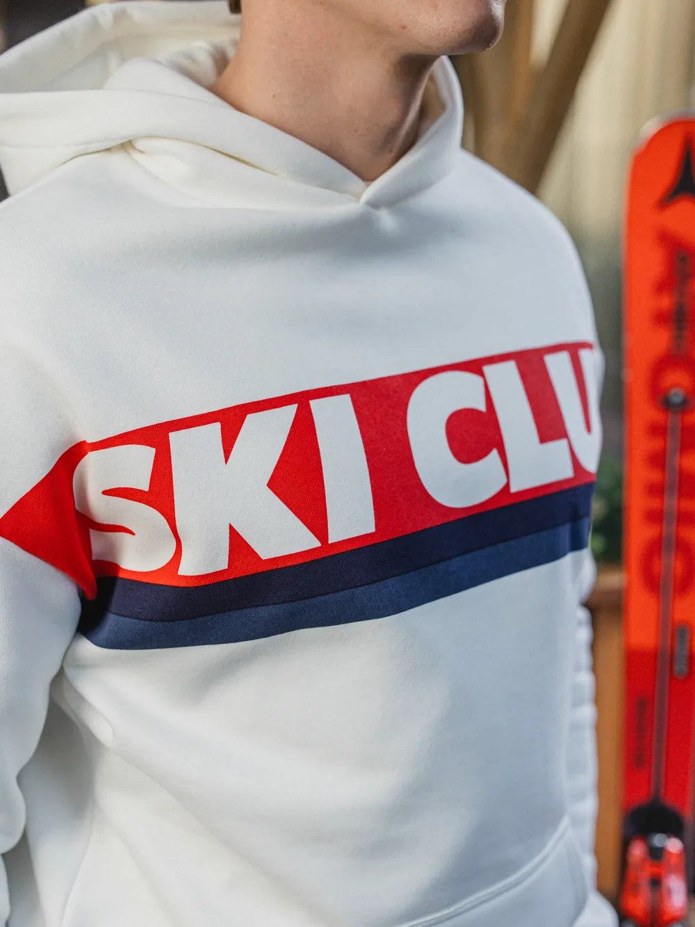 White Oversized Ski Club Hoodie