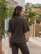 Dark Brown Knit Polo