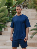 Blaues Oversize-Sport-T-Shirt