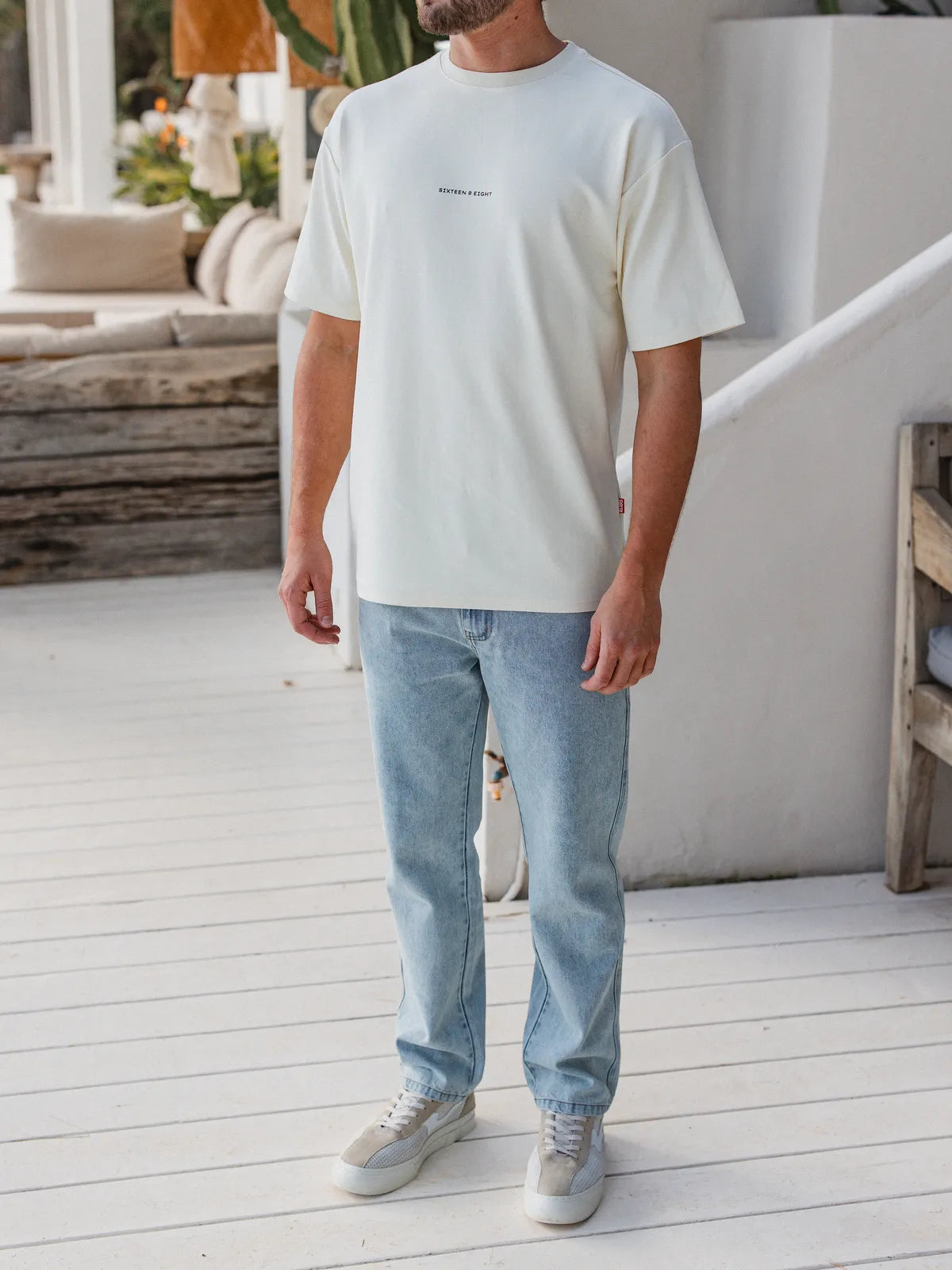 Pastel Yellow La Hora Label Oversized T-shirt