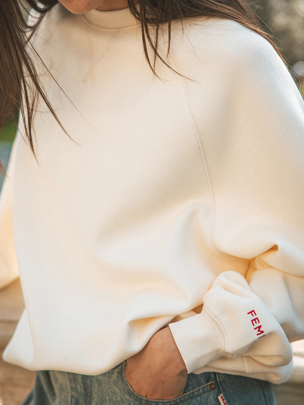 Creme Oversized-Sweater für Damen
