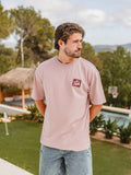 Altes Oversized T-Shirt in Rosa-Oliv