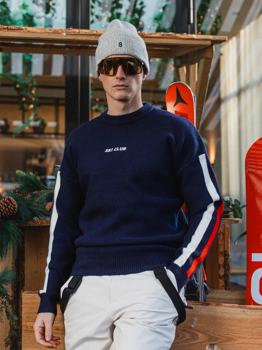 Navy Knit Ski Club Sweater