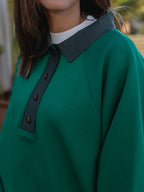 Green Amor Oversized Polo Sweater