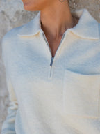 Off White Detail Polo Sweater