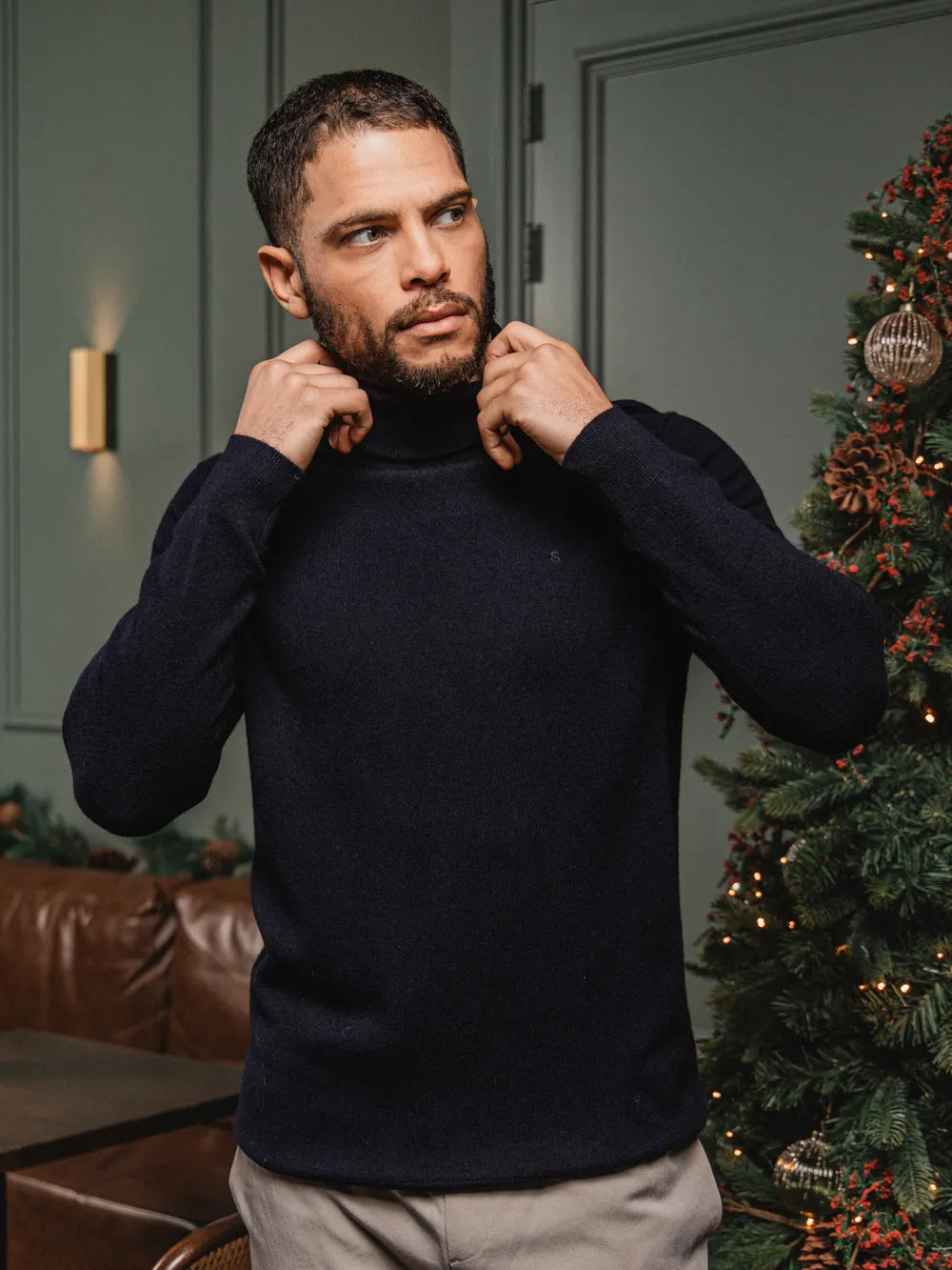 Navy Wool Turtleneck
