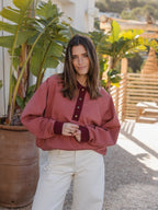 Red Amor Oversized Polo Sweater