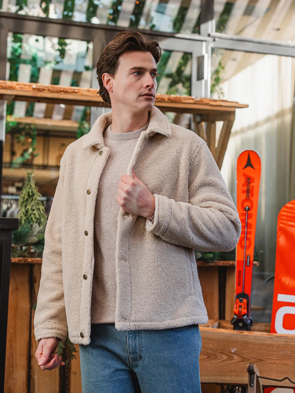 Beige Oversized Teddy Jacket