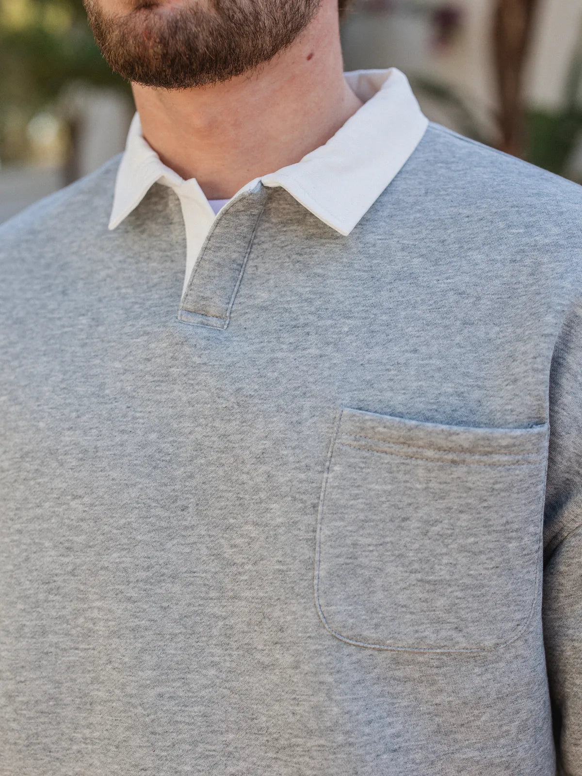 Grey Collar Oversized Polo Sweater