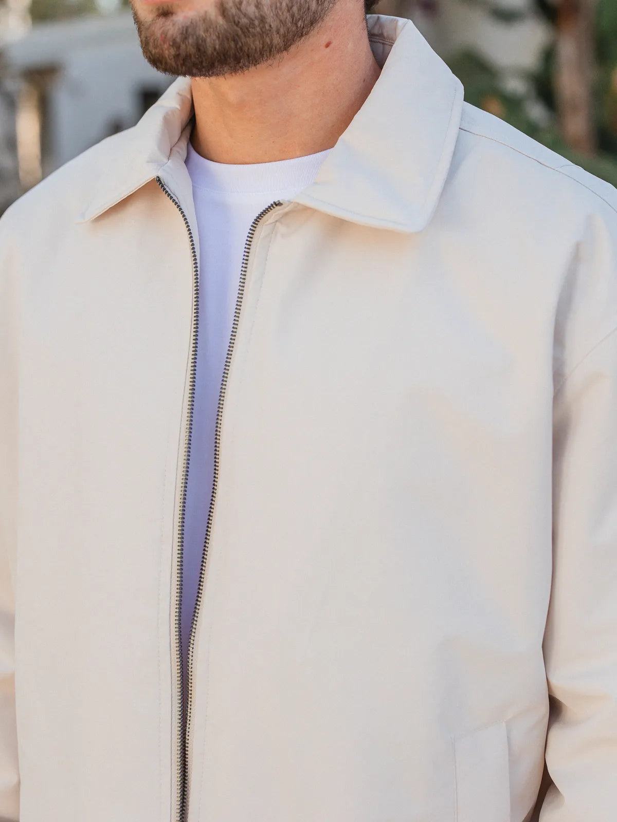 Creme Padded Coach Zip Jacket