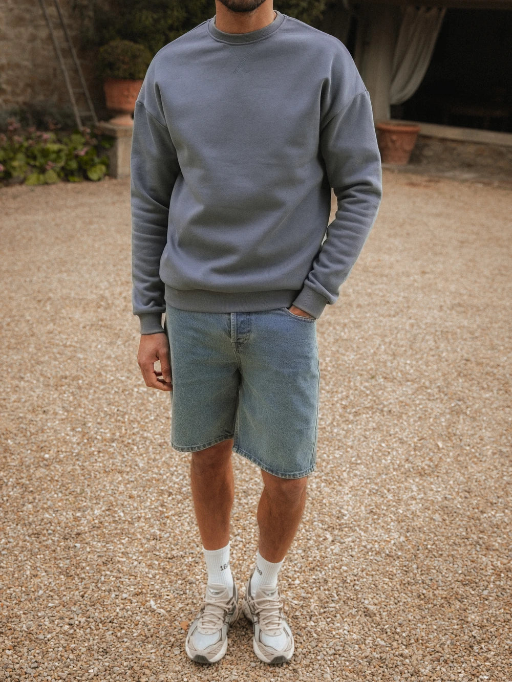 Blue Oversized Basic Sweater