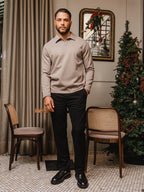 Olive Jersey V-Neck Polo