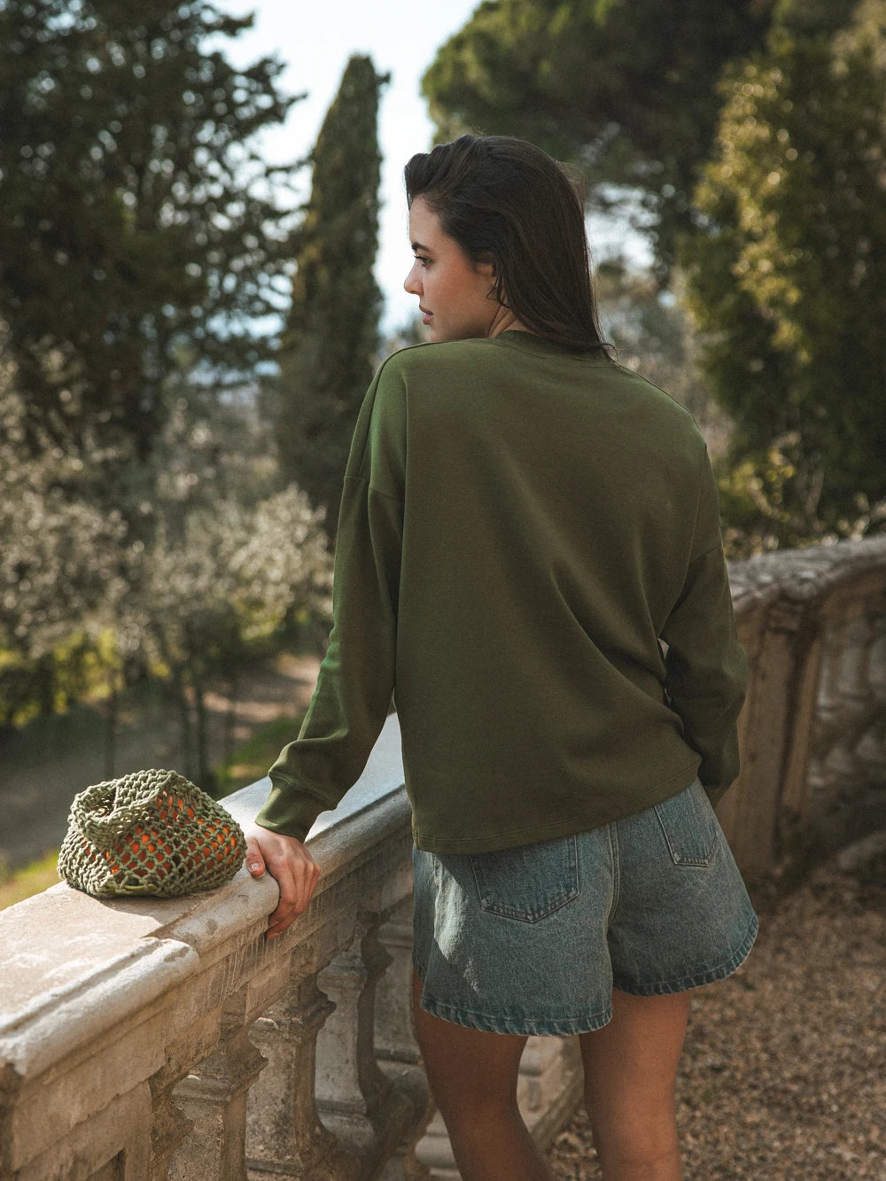 Grünes Damen-Langarmshirt
