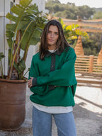 Green Amor Oversized Polo Sweater