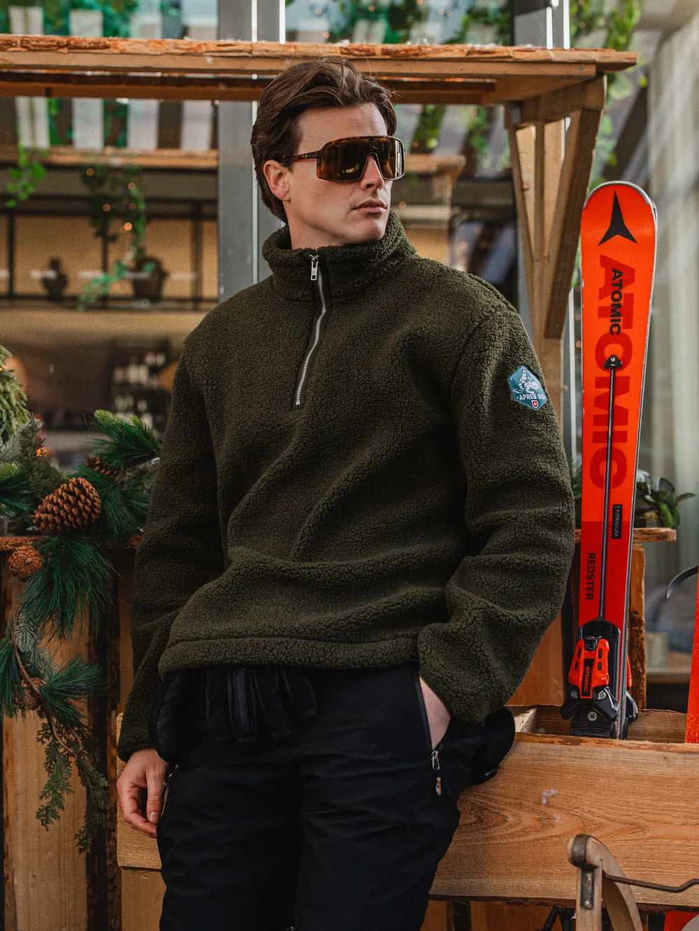 Army Teddy Half Zip Sweater