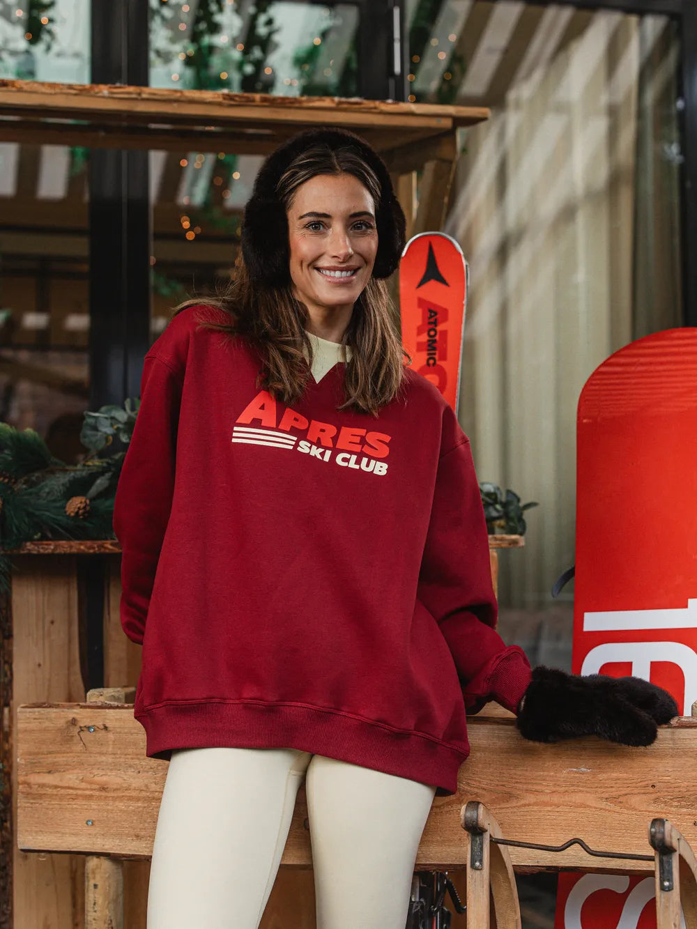 Bordeaux Red Oversized Ski Sweater