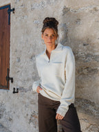 Off White Detail Polo Sweater