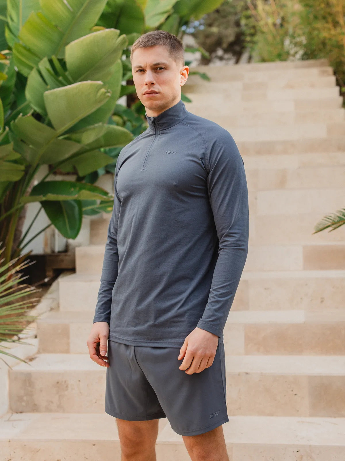 Grayish Blue Sport Half Zip