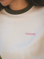 Creme Collar Femme T-shirt